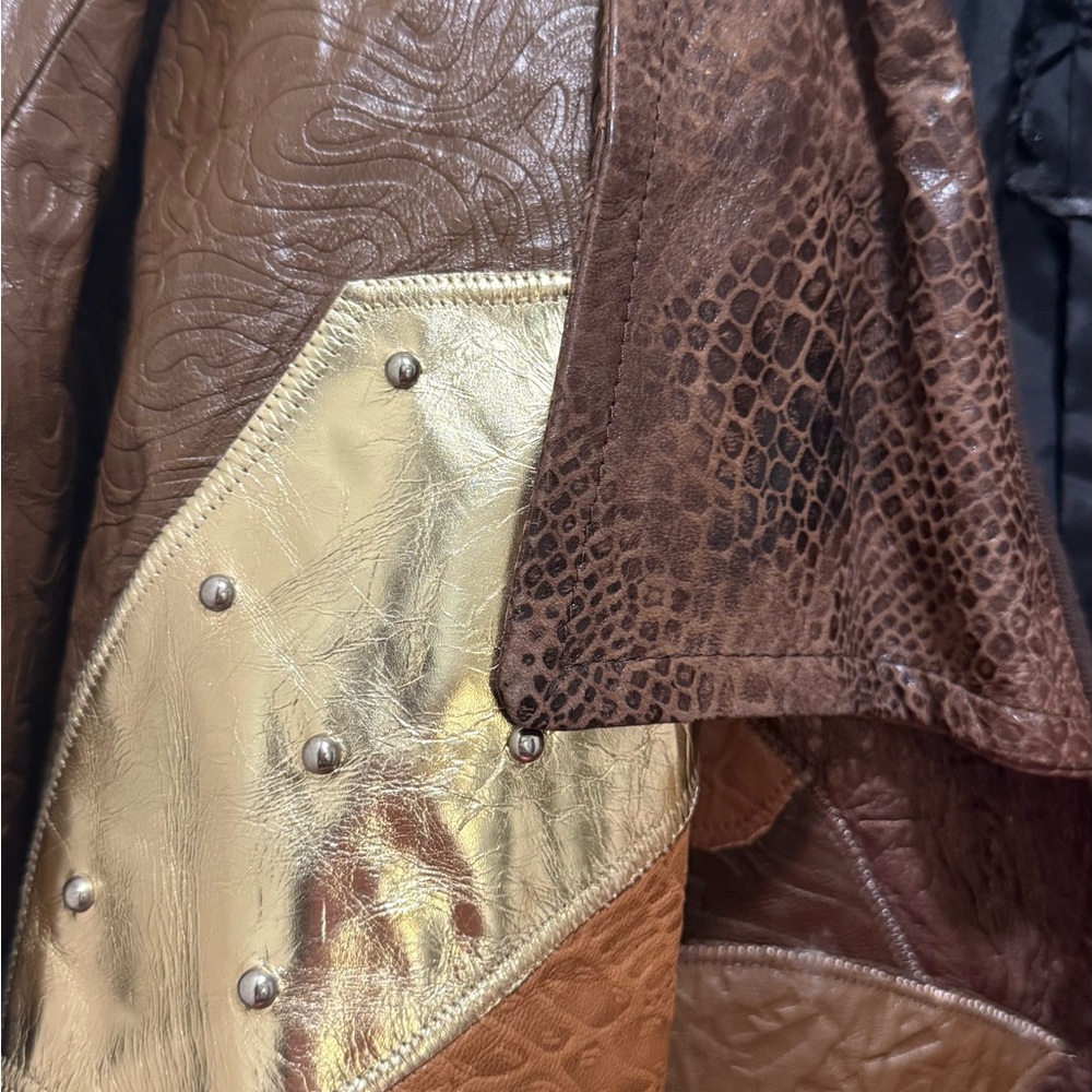 Domallo Multicolor Patchwork Leather Coat - image 4